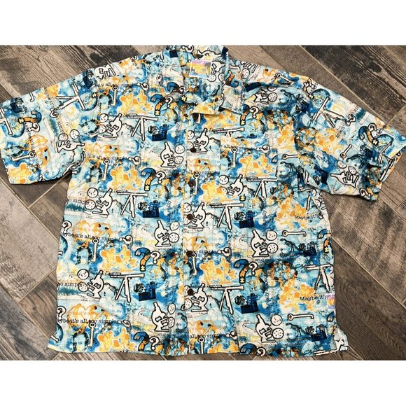 IT'S 5 O'CLOCK SOMEWHERE MARGARITAVILLE Short Sleeve Button Shirt Telescope Silk - Picture 1 of 6
